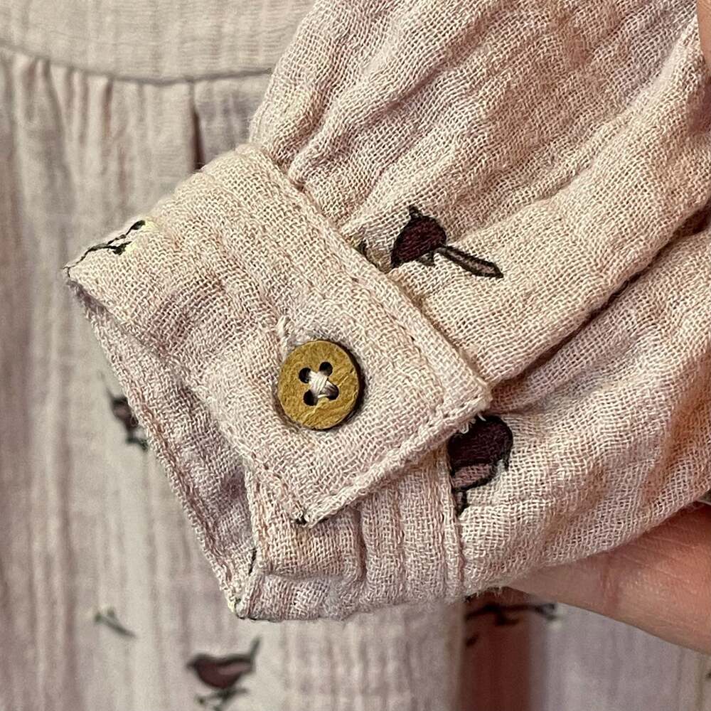 City Mouse Flutter Sleeve Long Romper in Lavender Birds Print - Picture 4 of 6